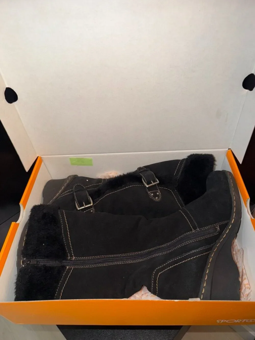 Sporto Lisa Black Faux Suede Faux Fur Winter Boots Women's Size 10